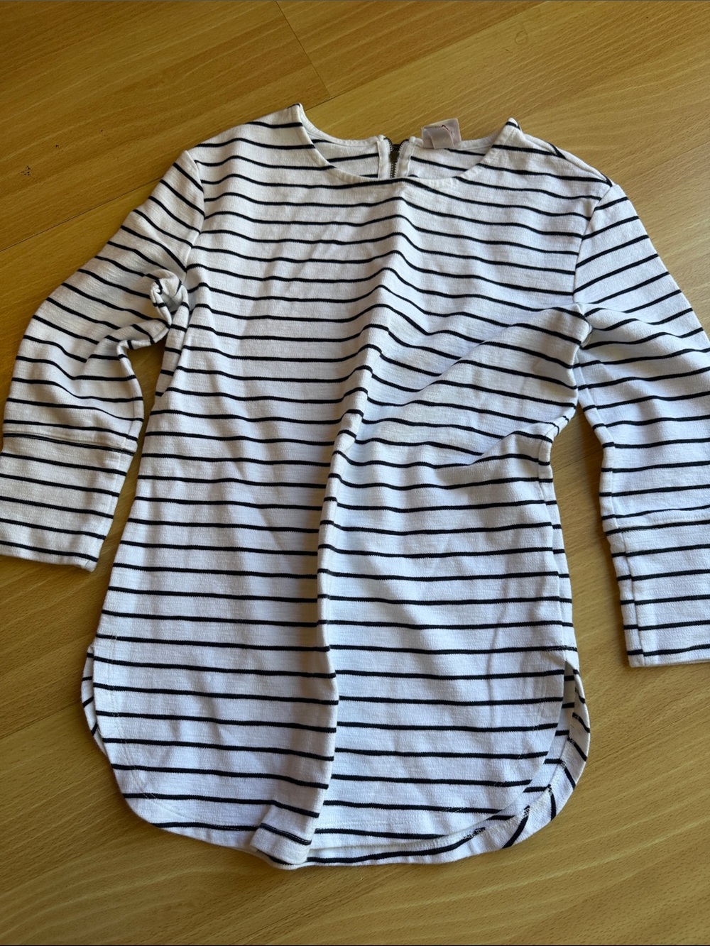 Women’s White and Black Striped Three Quarter Sleeve Top